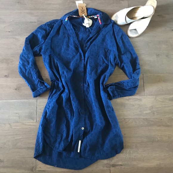 BNWT - Ganesh Eyelet Shirt Dress - Navy - Size 0 - Picture 3 of 6